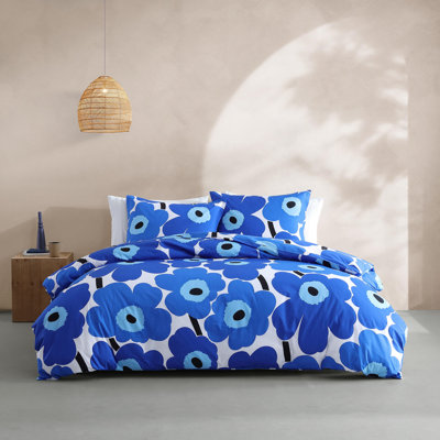 Marimekko Unikko Cotton Blue Duvet Cover Set & Reviews